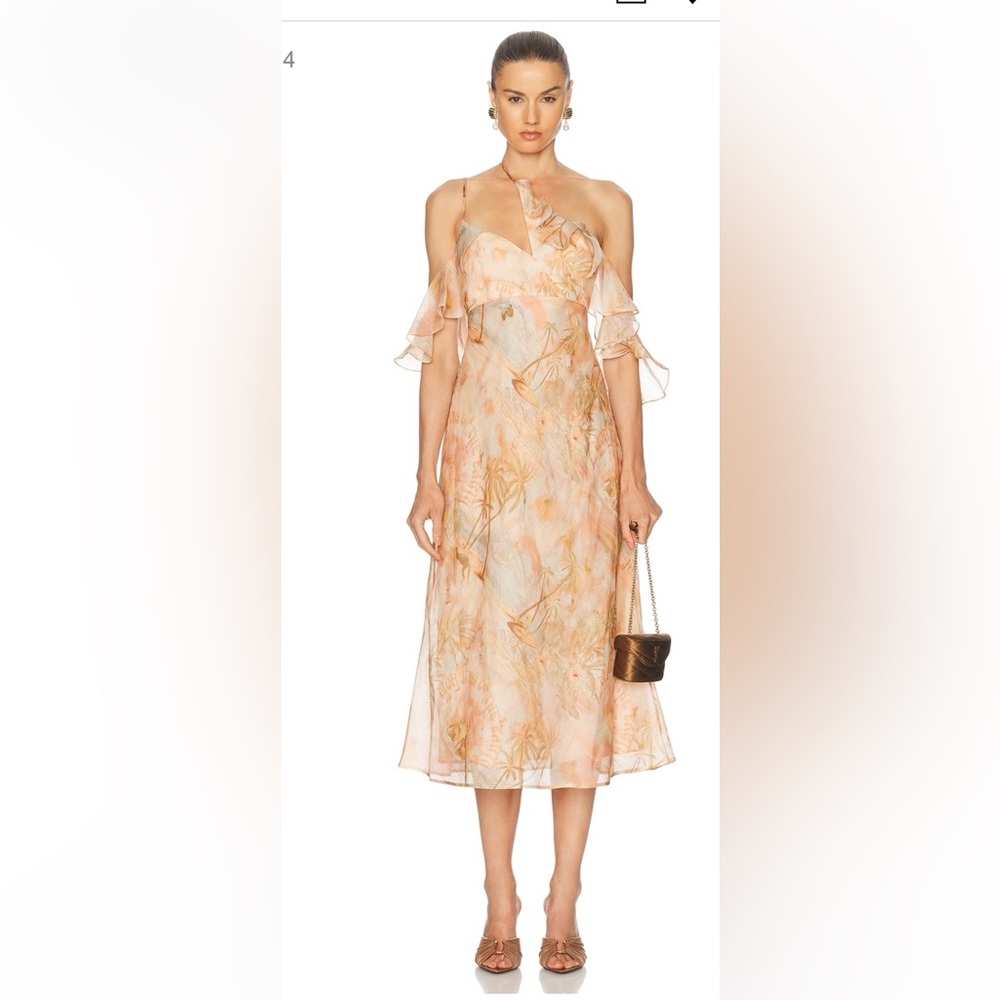Zimmerman Illuminated Flutter Slip Dress in Guava Print
